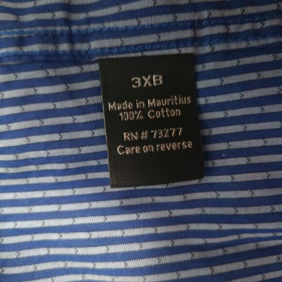 Apt 9 Mens Blue striped long sleeve shirt 3XB All Cotton - Picture 8 of 9